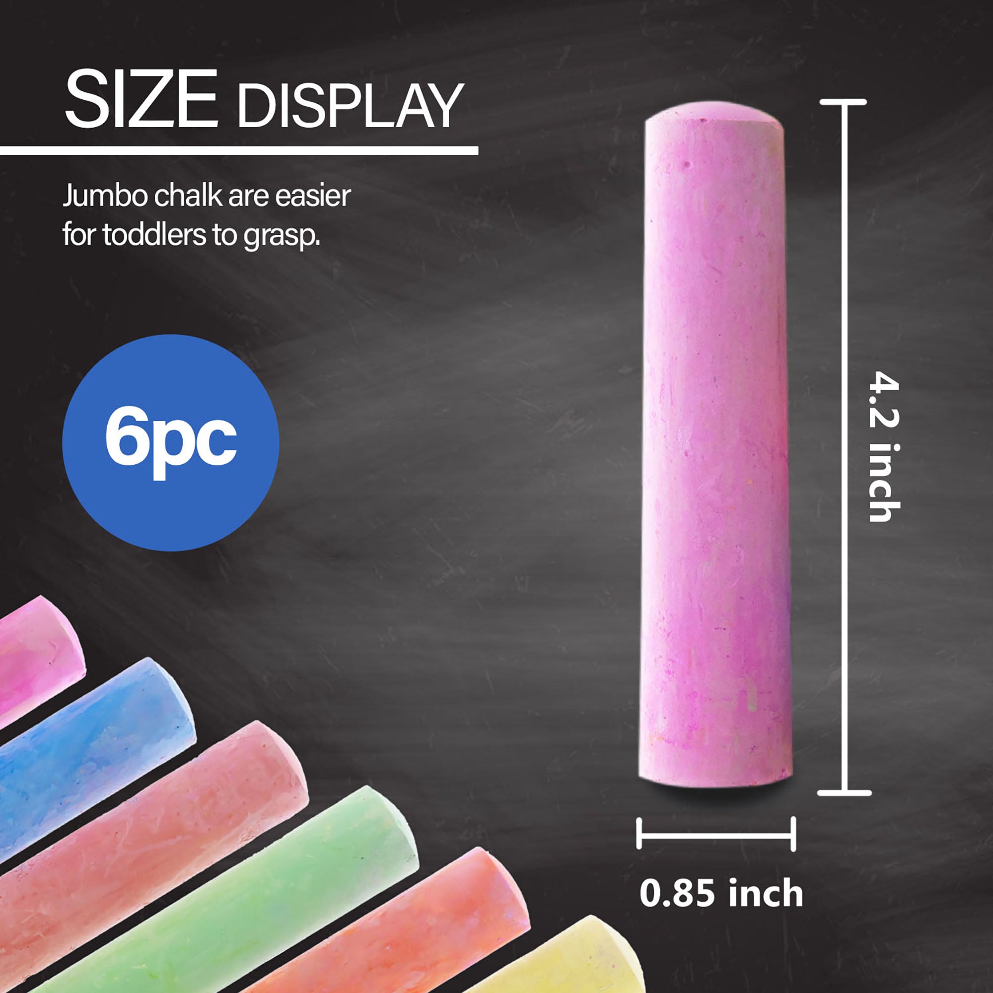 Jumbo Washable Sidewalk Chalks (6/Pack)