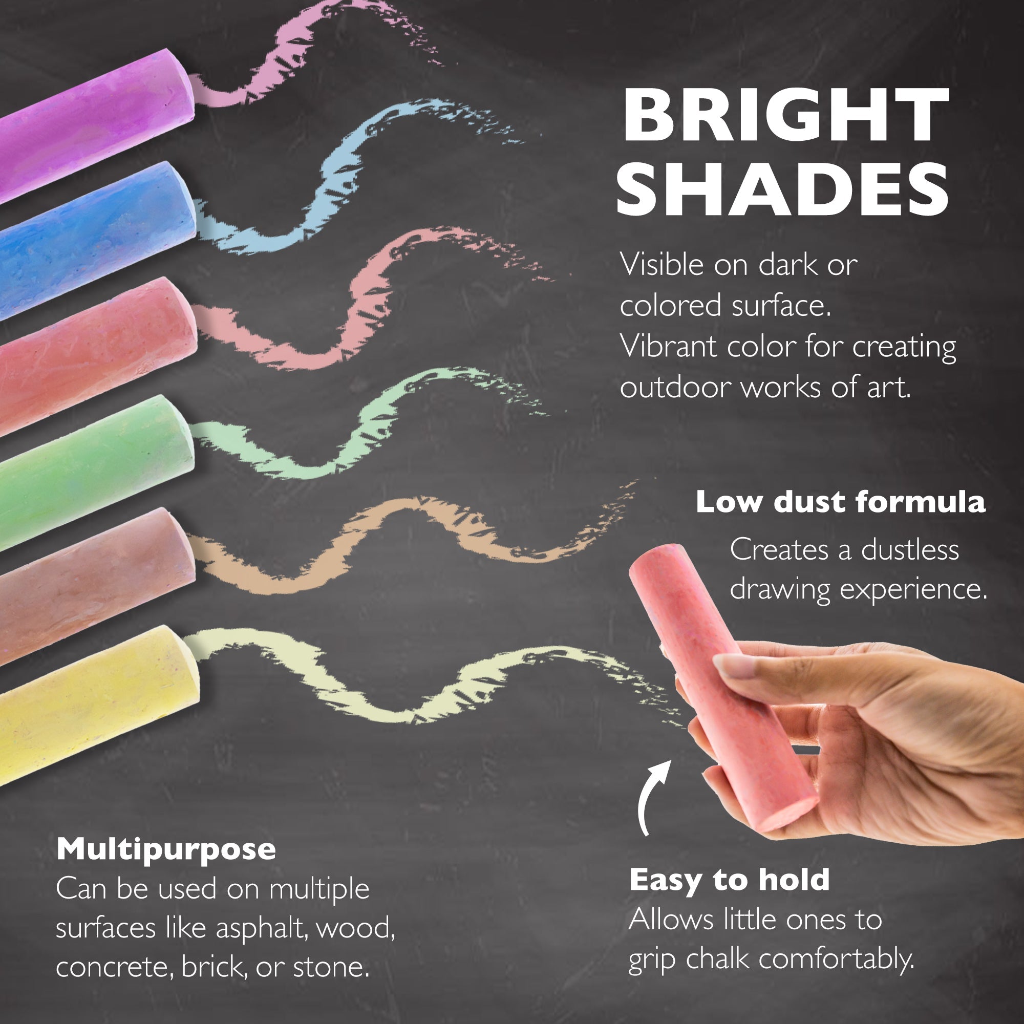 Jumbo Washable Sidewalk Chalks (6/Pack)