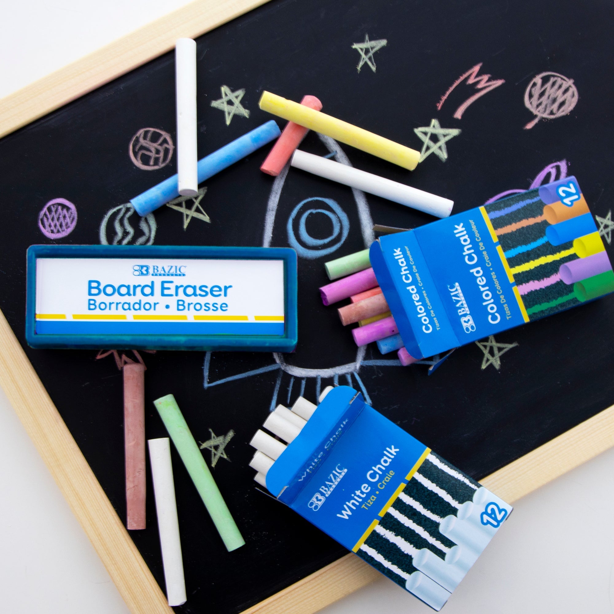 12 Color & 12 White Chalk w/ Eraser Set