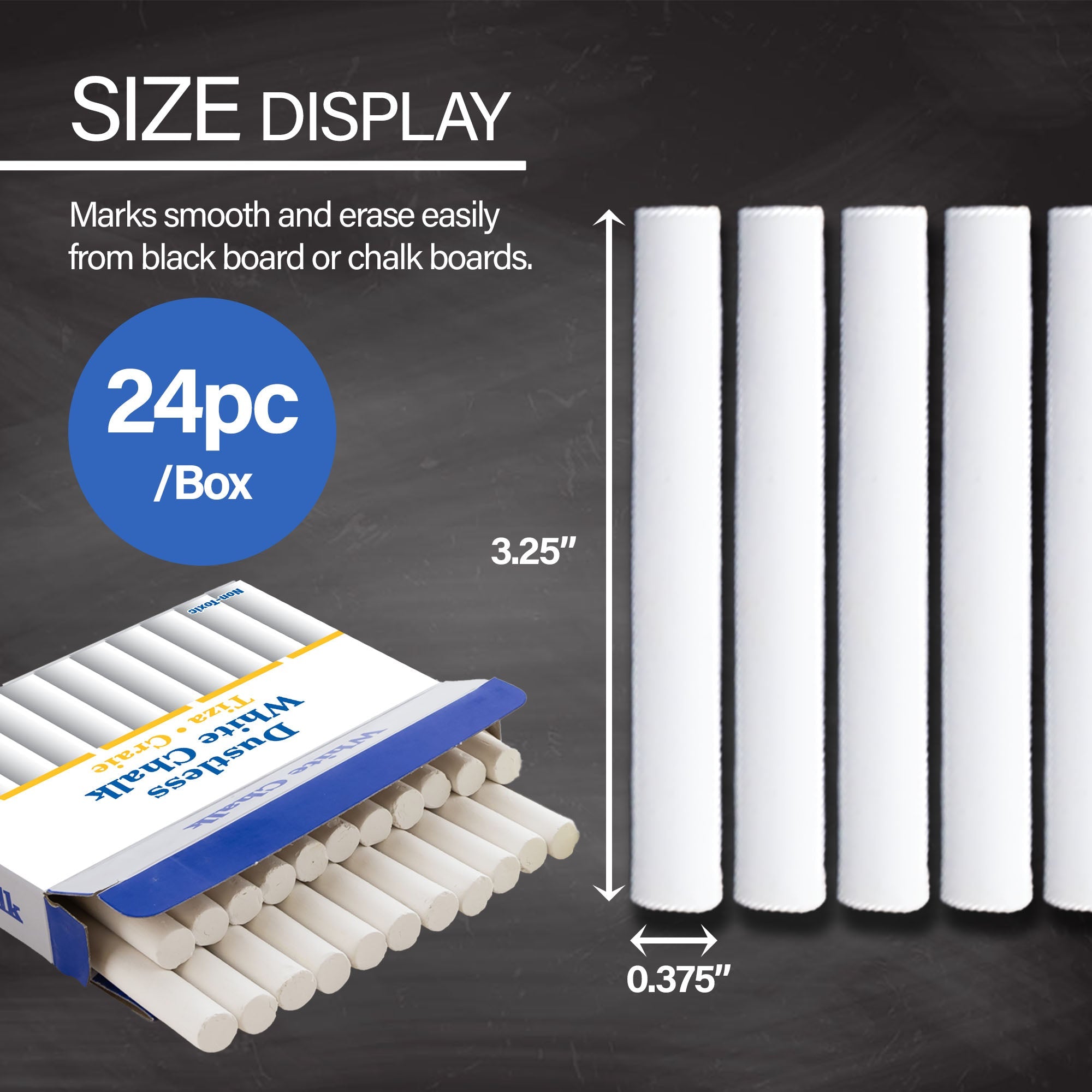 Dustless White Chalk (24/Pack)