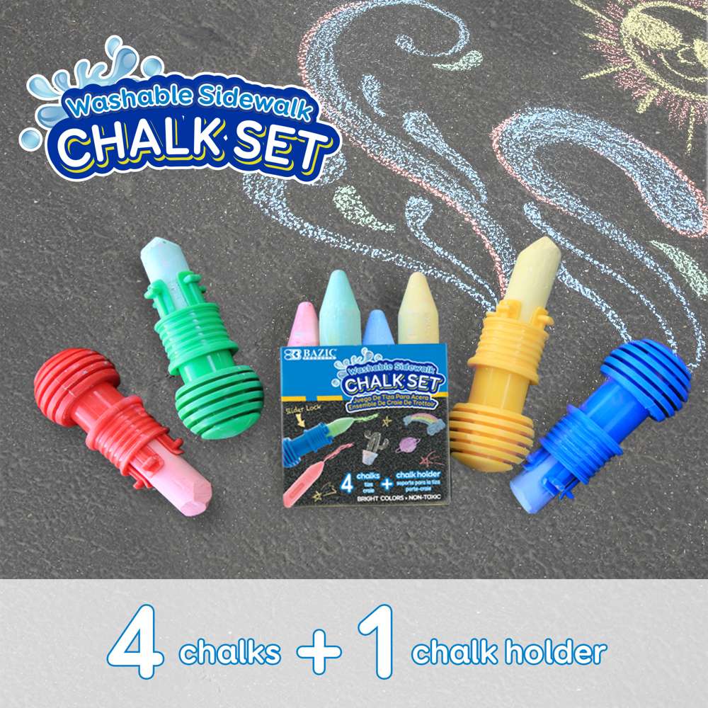 4 Sidewalk Chalk & 1 Chalk Holder