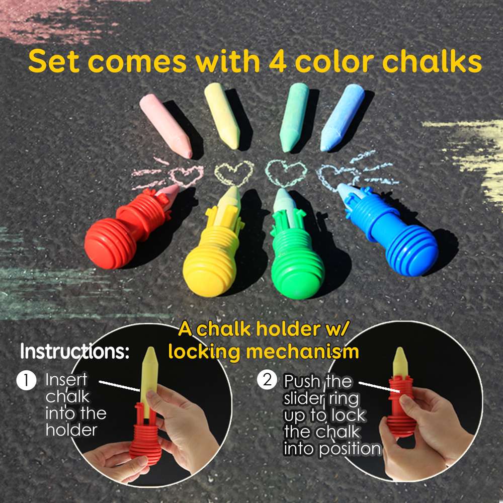 4 Sidewalk Chalk & 1 Chalk Holder