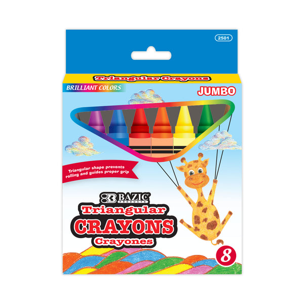 8 Color Premium Jumbo Triangle Crayons
