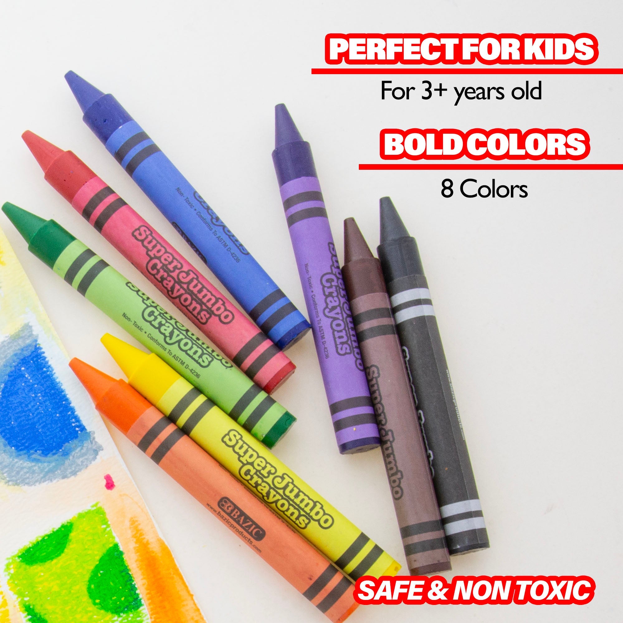 Premium Super Jumbo Crayons 8 Color