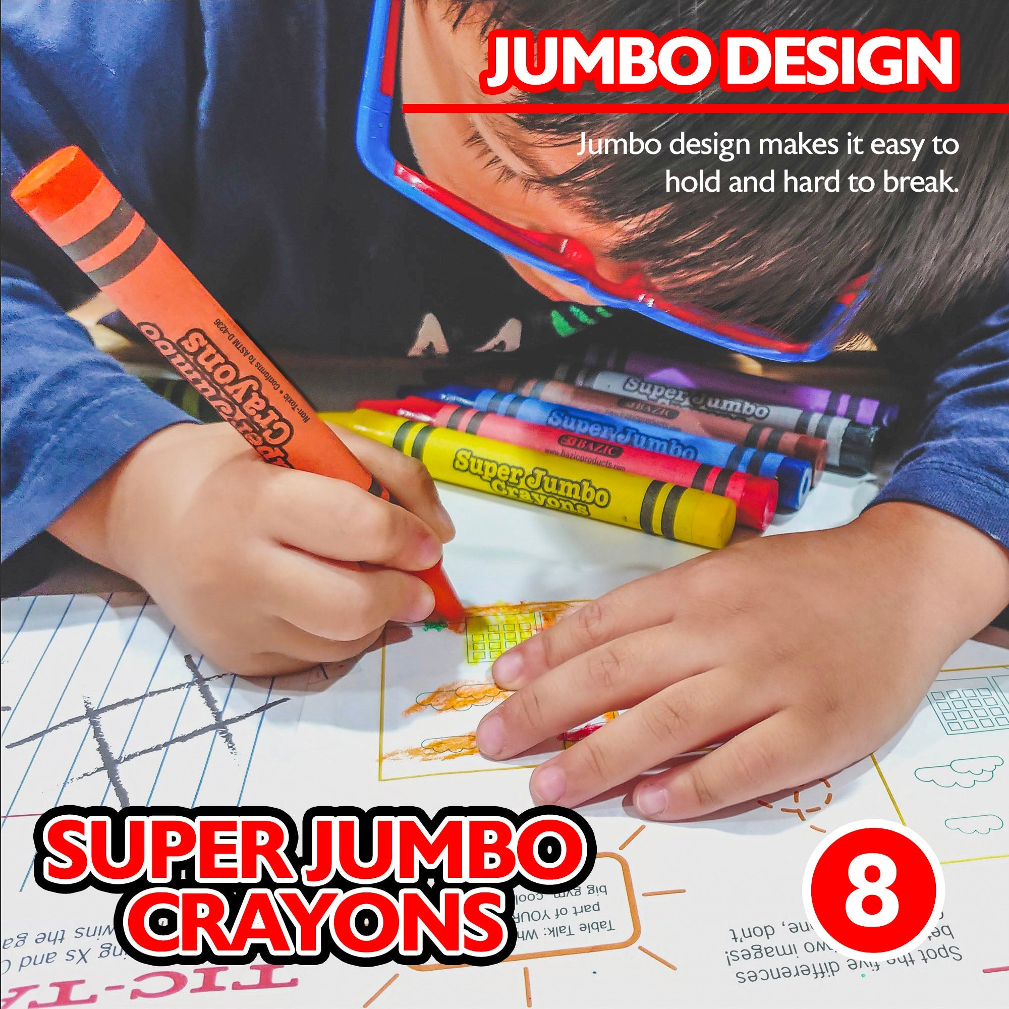 Premium Super Jumbo Crayons 8 Color