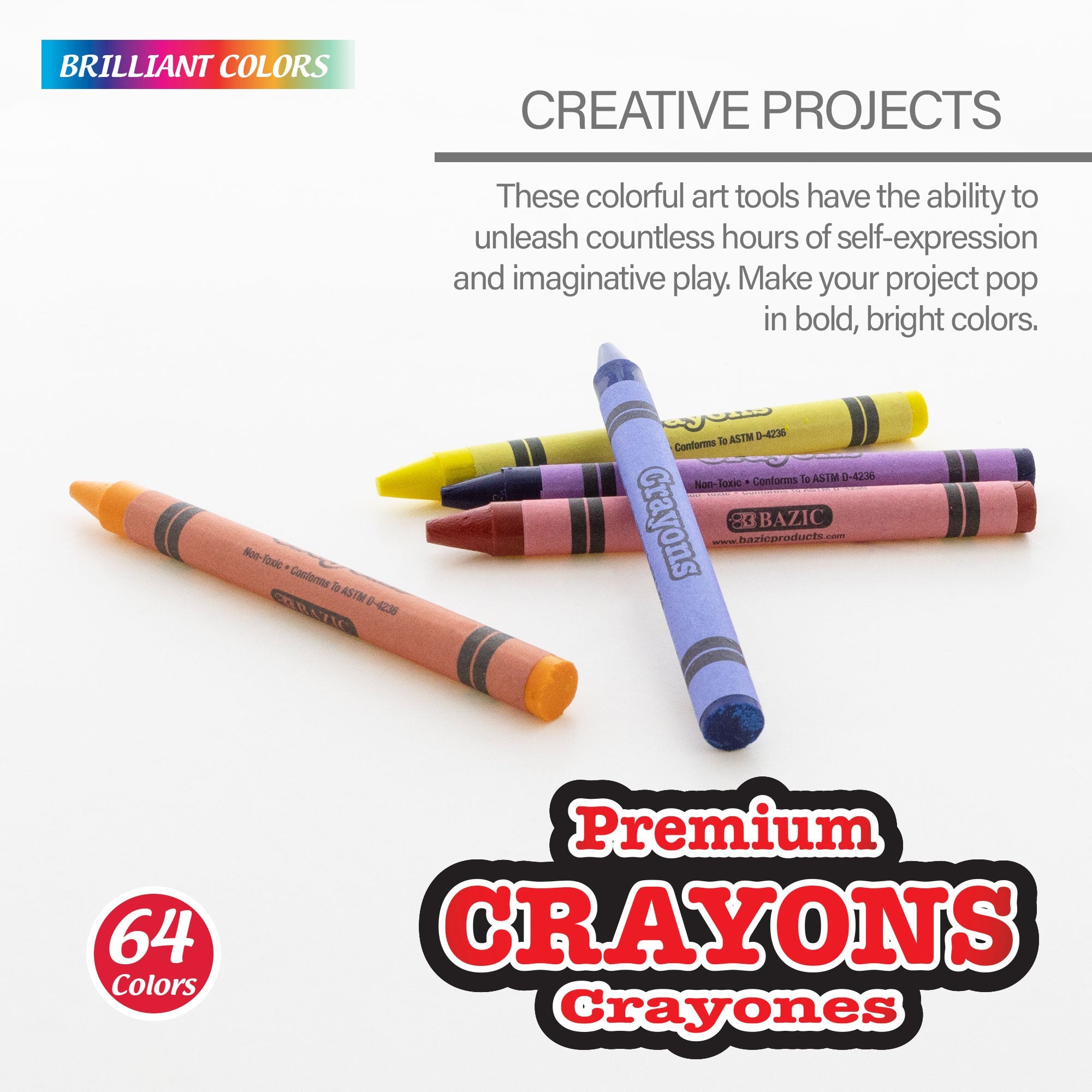 Premium Crayons 64 Color w/ Sharpener