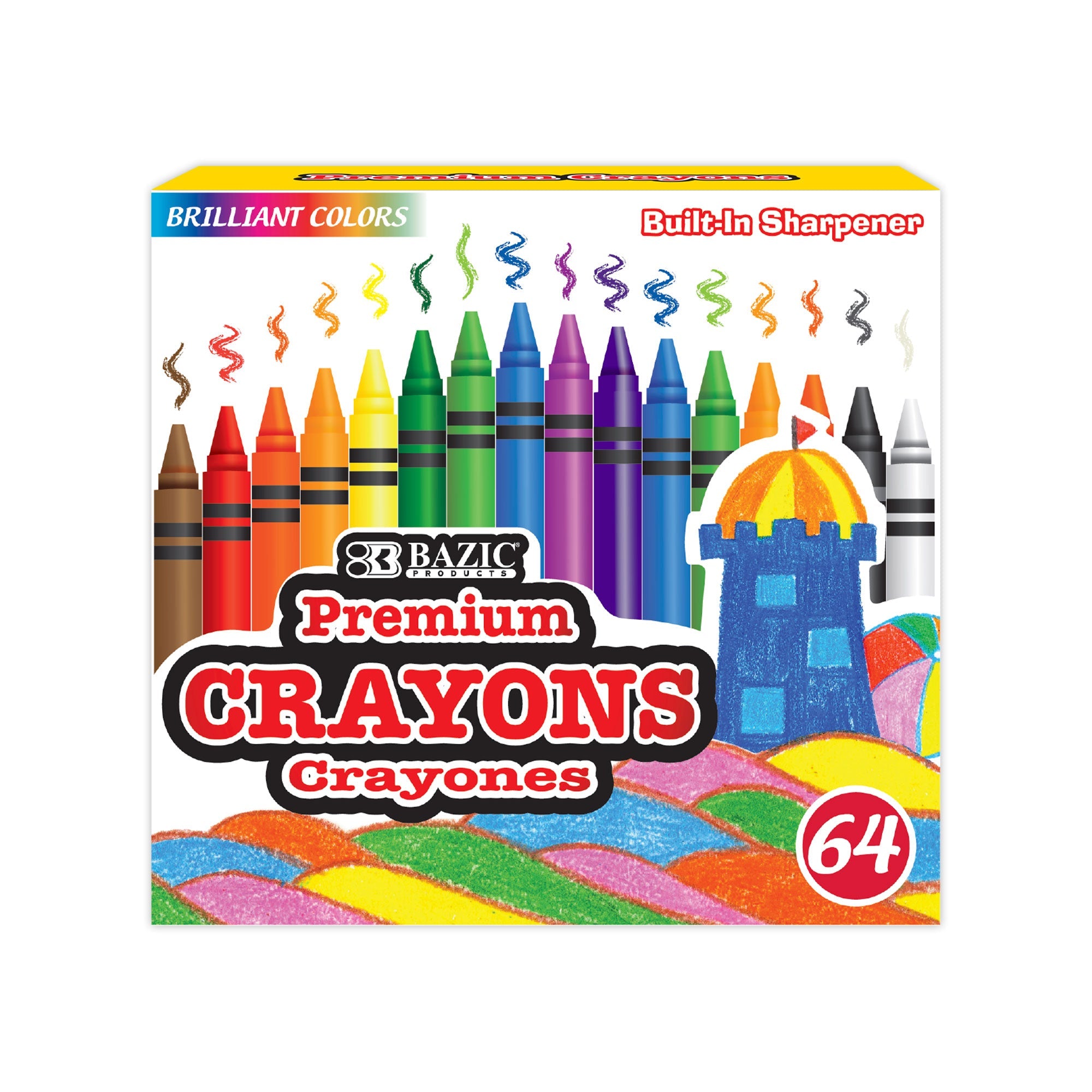 Premium Crayons 64 Color w/ Sharpener