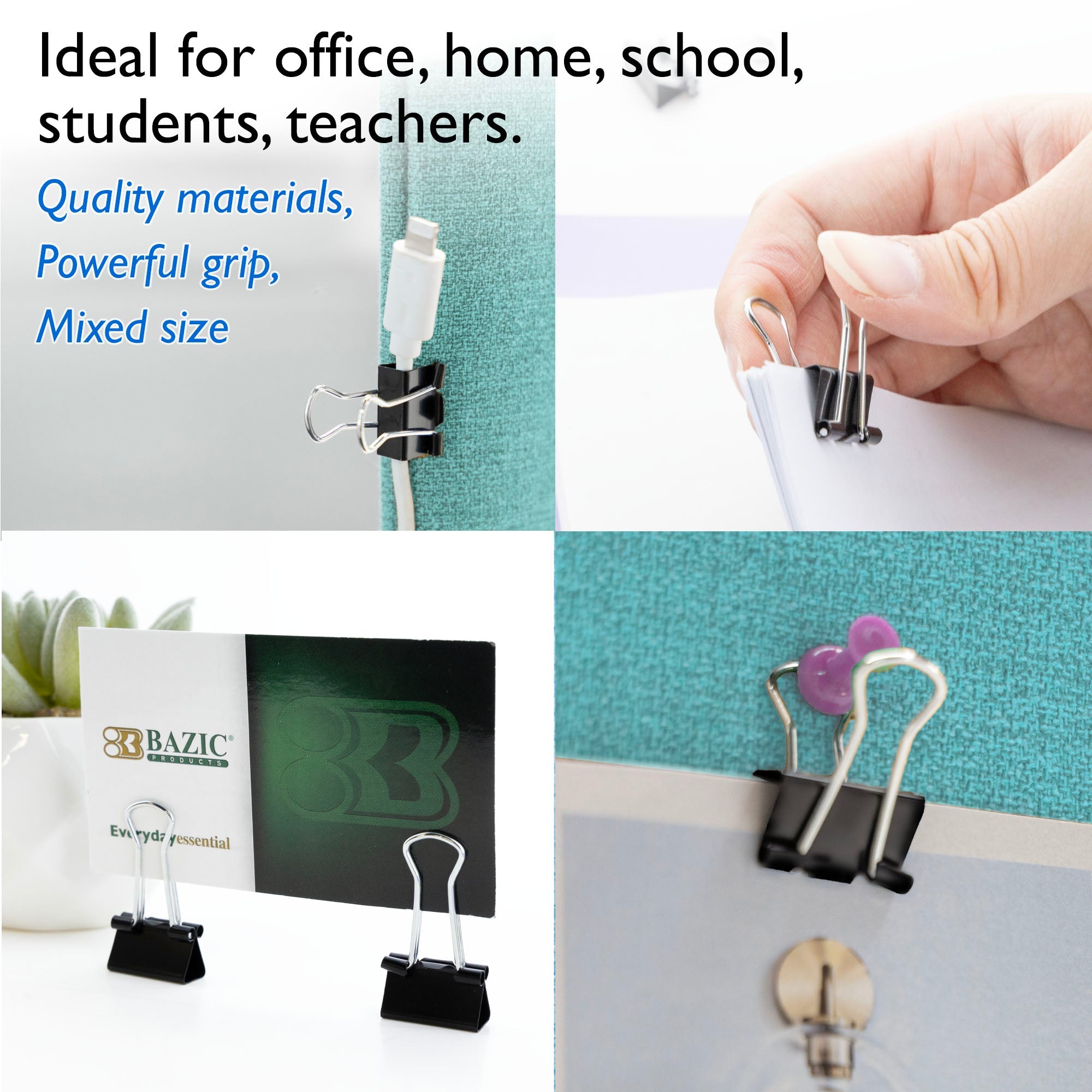 Small 3/4" (19mm) Black Binder Clip (20/Pack)