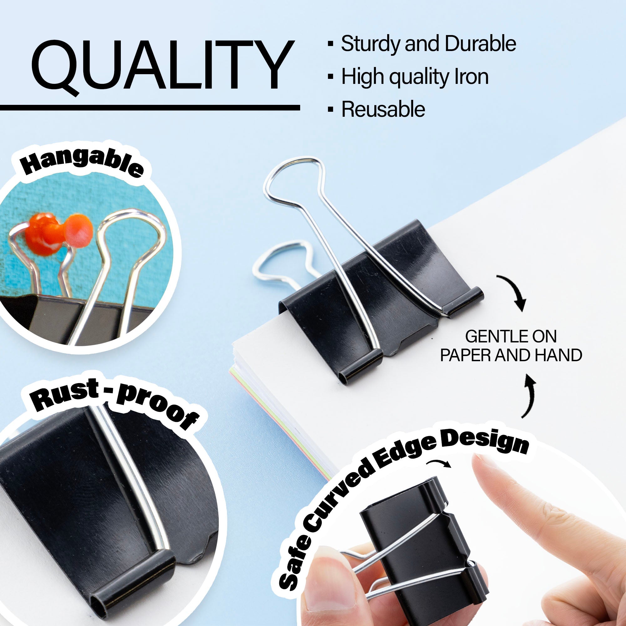 Medium 1-1/4 (32mm) Black Binder Clip (8/Pack)
