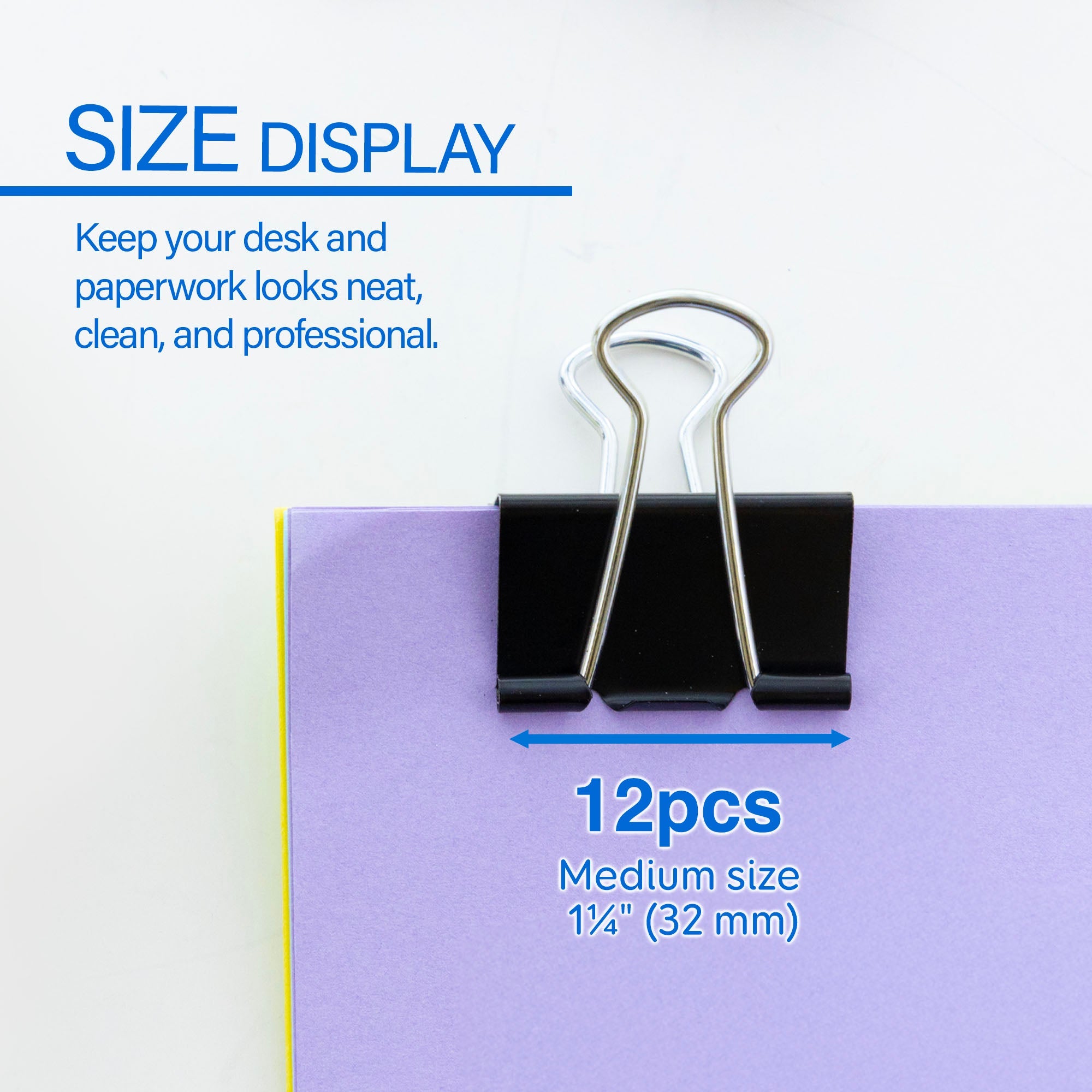Medium 1-1/4 (32mm) Black Binder Clip (8/Pack)