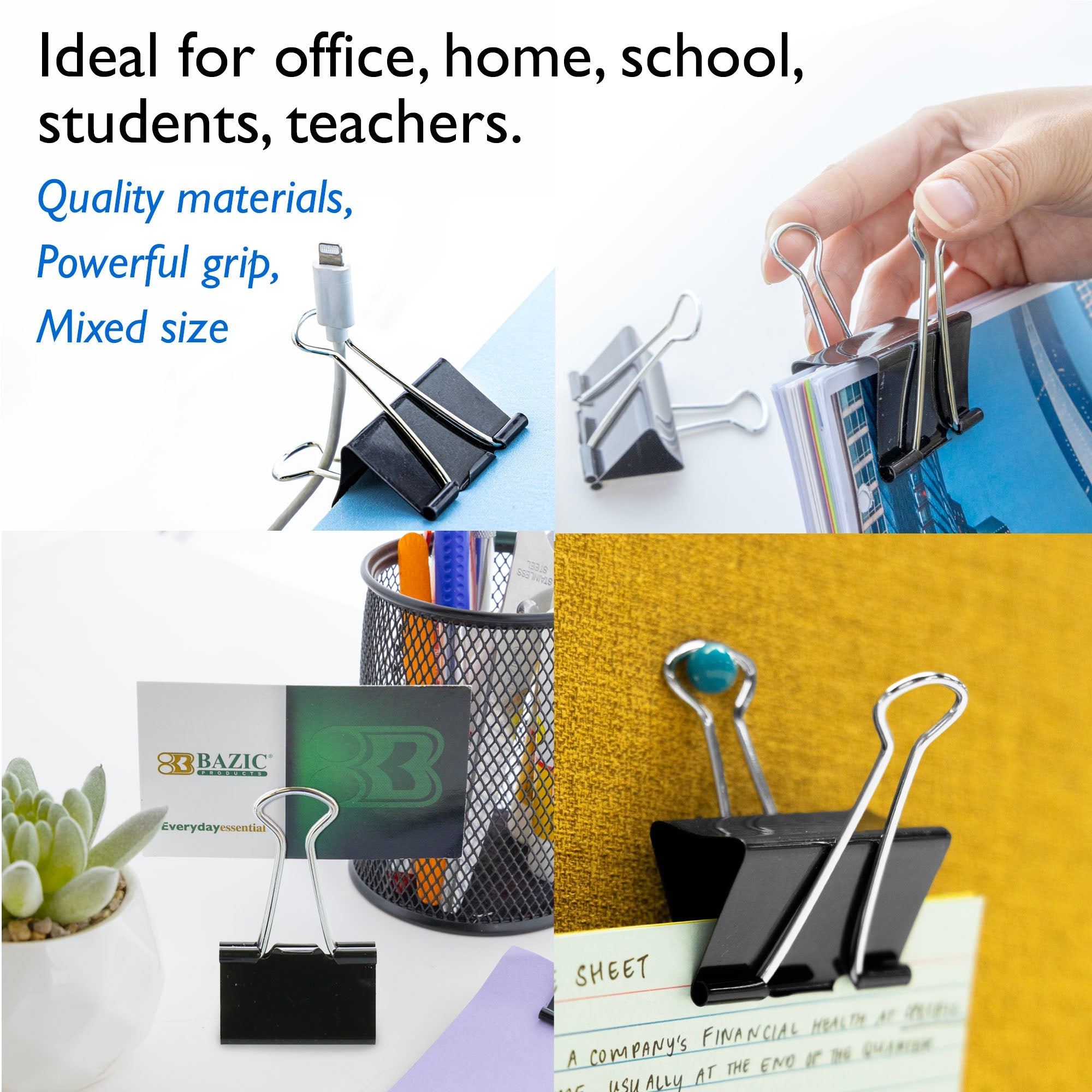 Large 2" (51mm) Black Binder Clip (12/Pack)