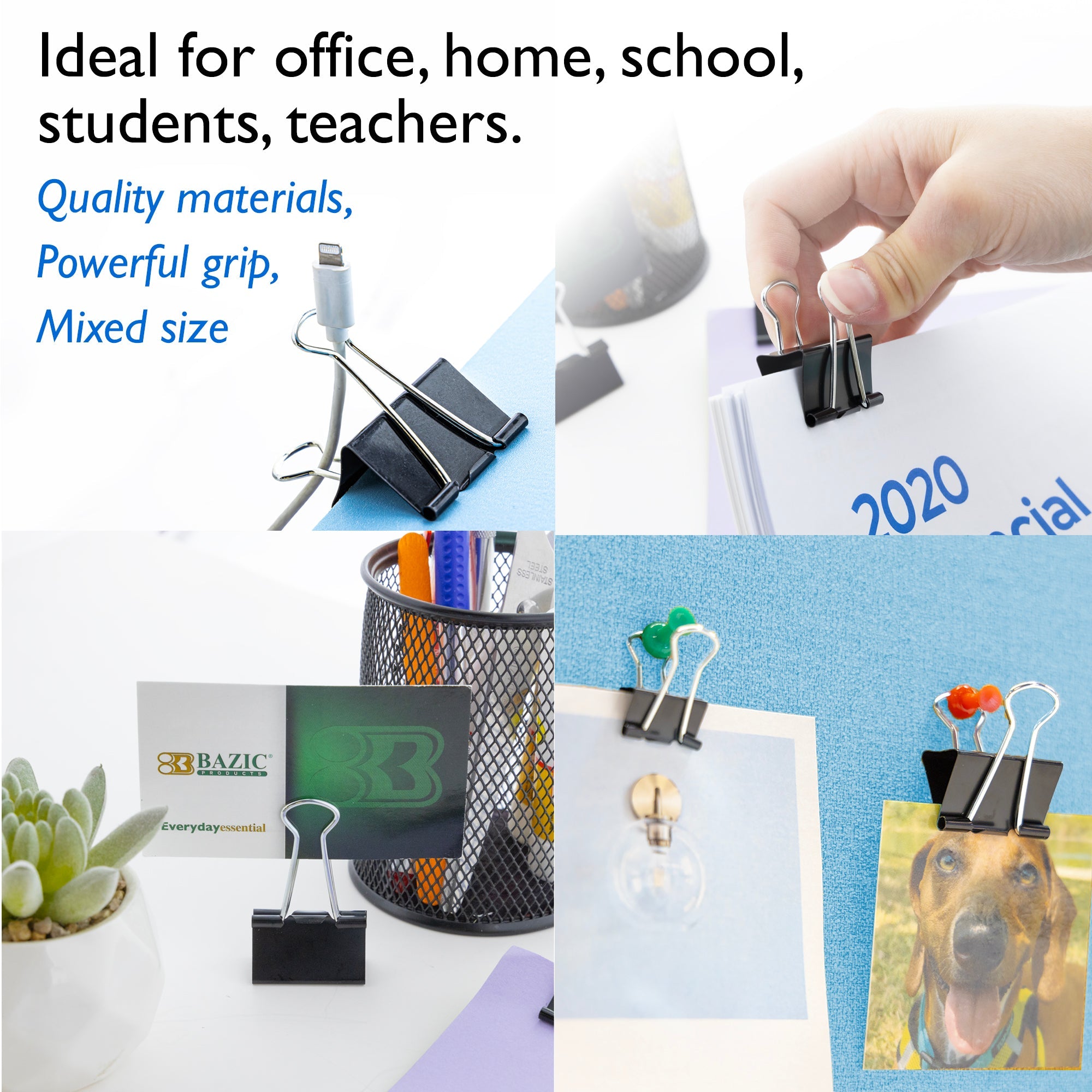Assorted Size Black Binder Clip (12/Pack)