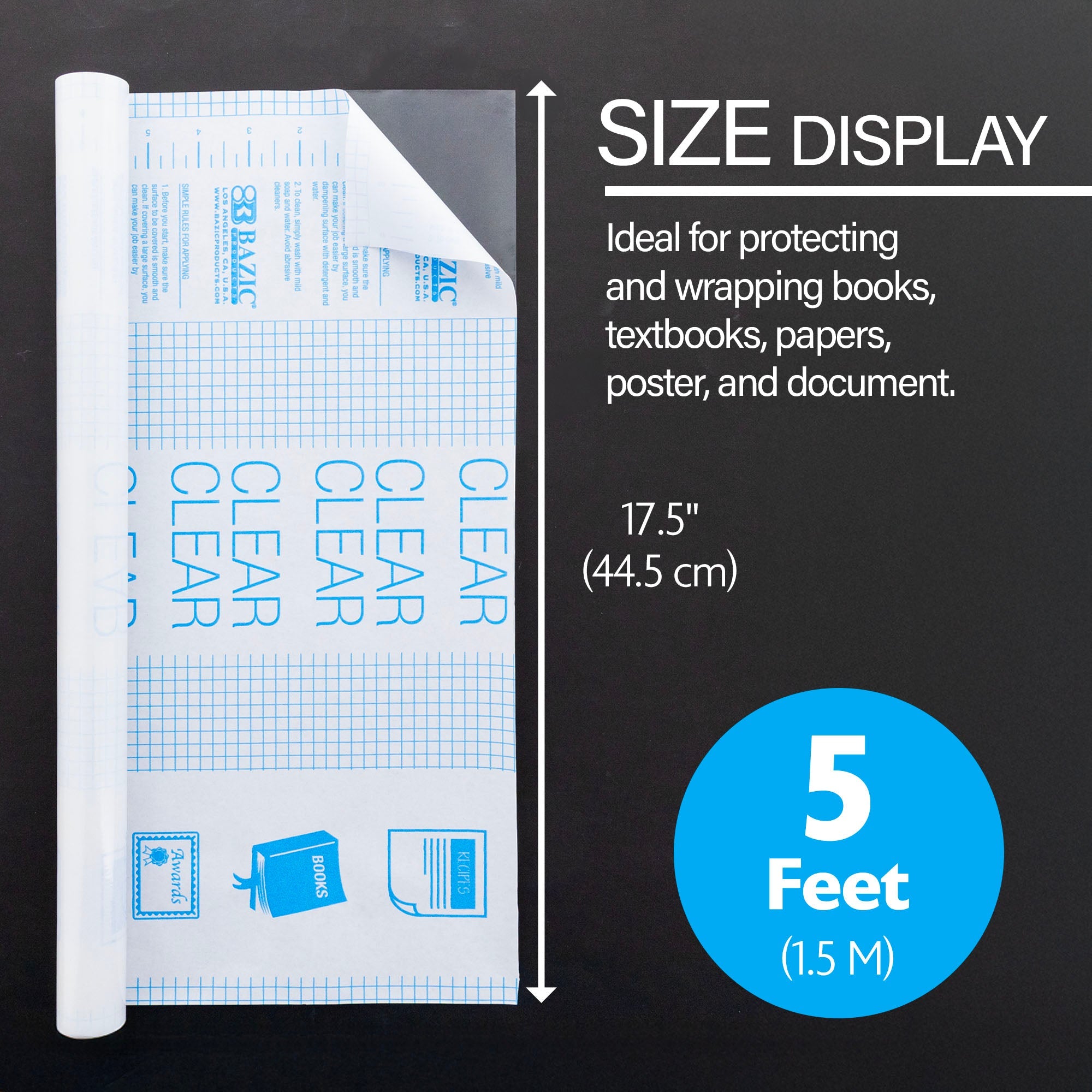 Book Cover Clear Self Adhesive 17.5" X 1.7 Yard
