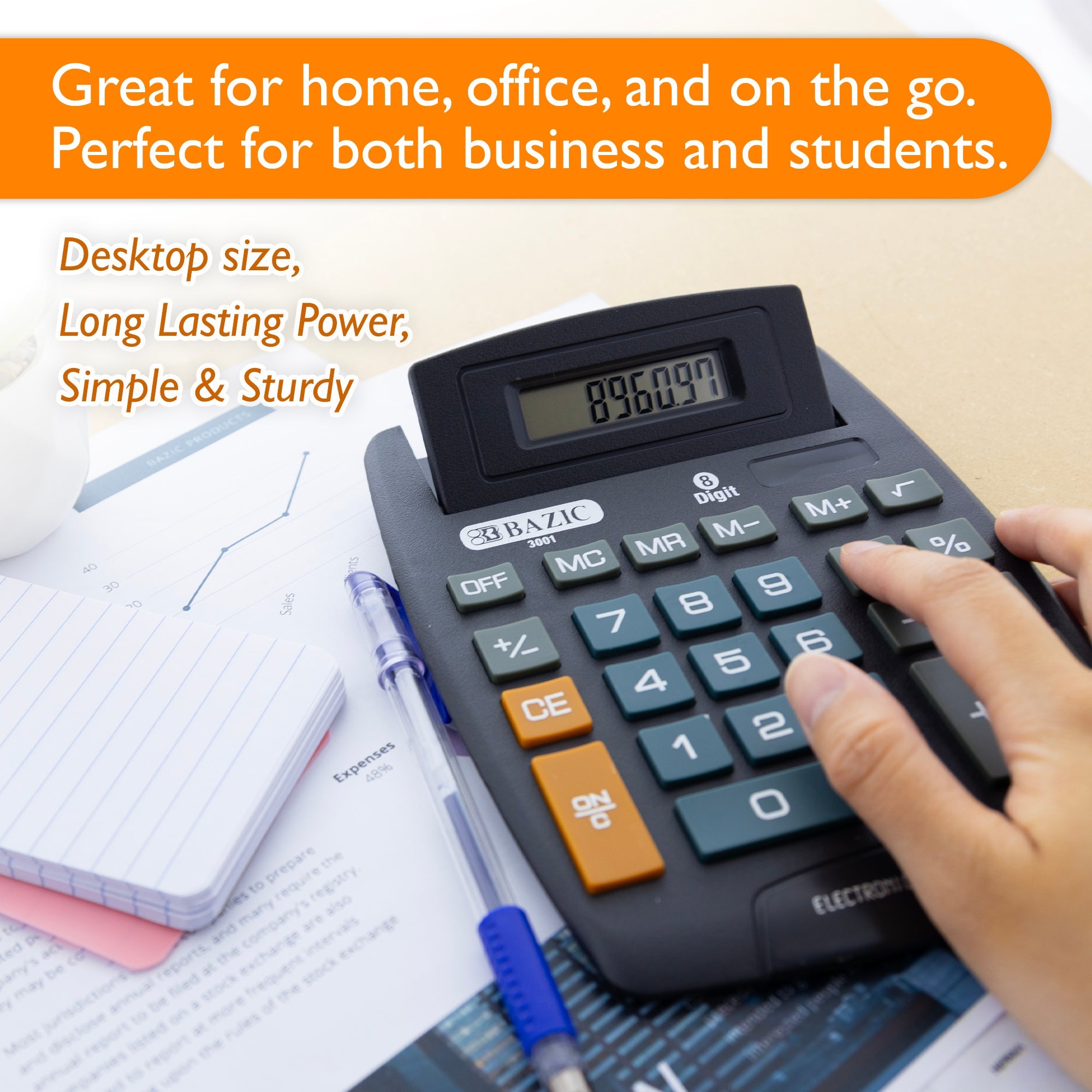 Desktop Calculator Large 8-Digit w/ Adjustable Display