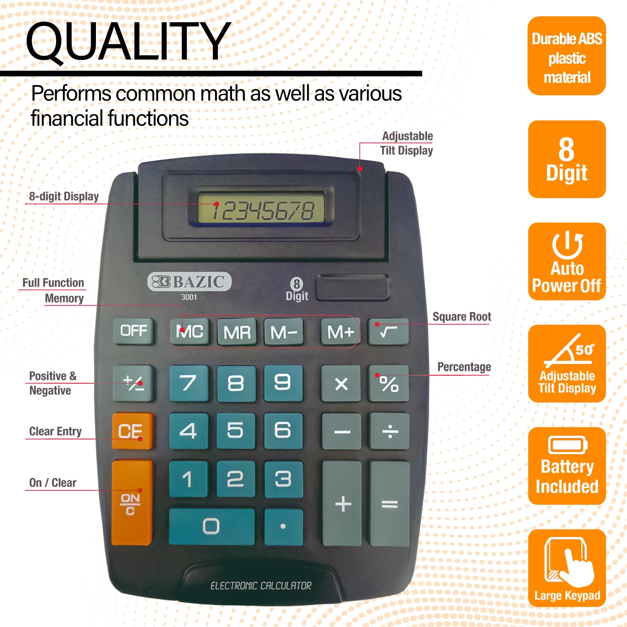 Desktop Calculator Large 8-Digit w/ Adjustable Display