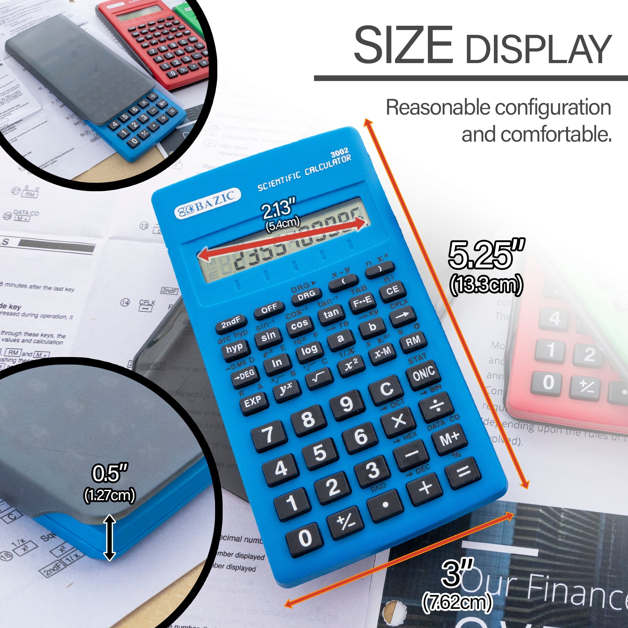 Scientific Calculator 56 Function w/ Slide-On Case