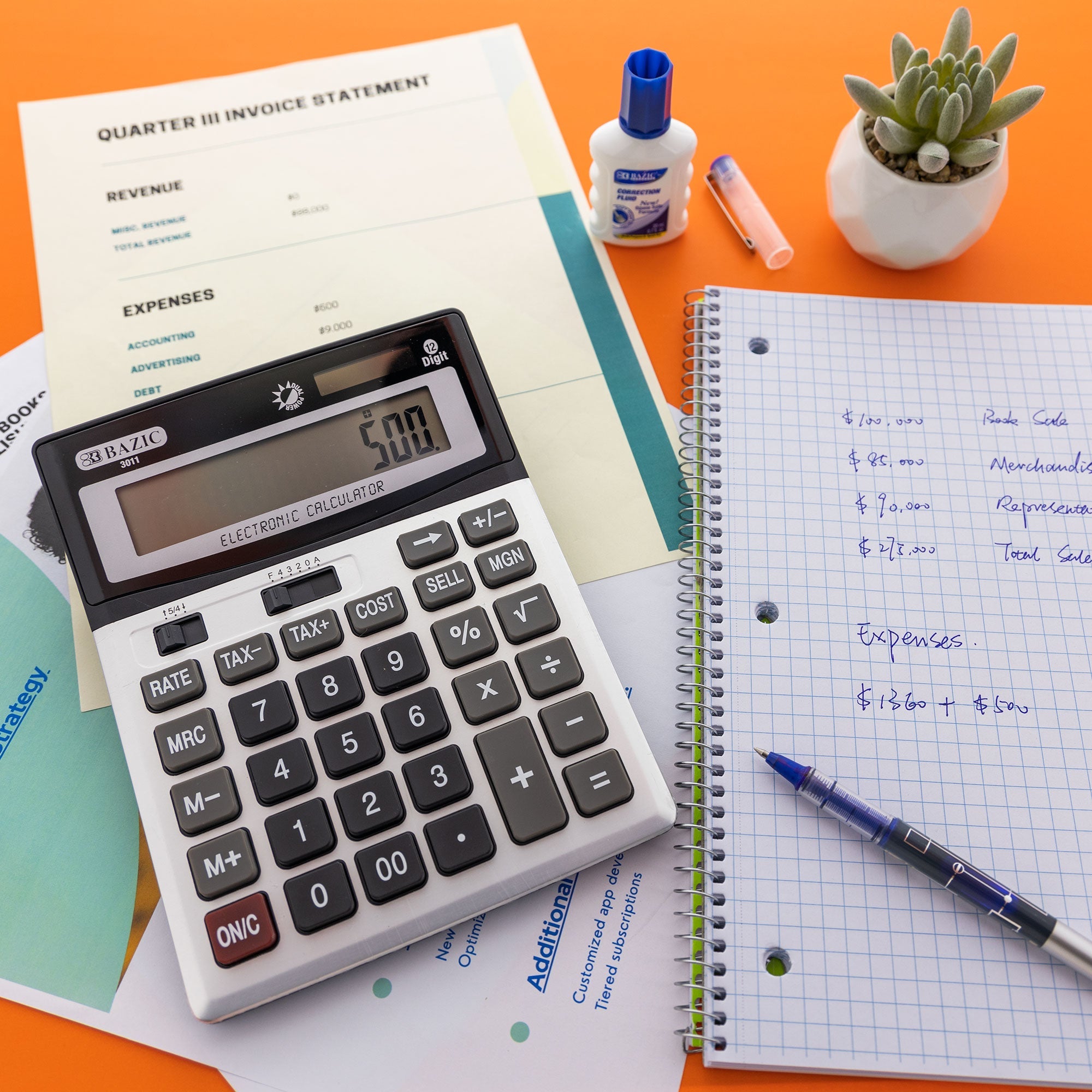 BAZIC 12-Digit Desktop Calculator w/ Profit Calculation & Tax Functions –  BAZIC Products