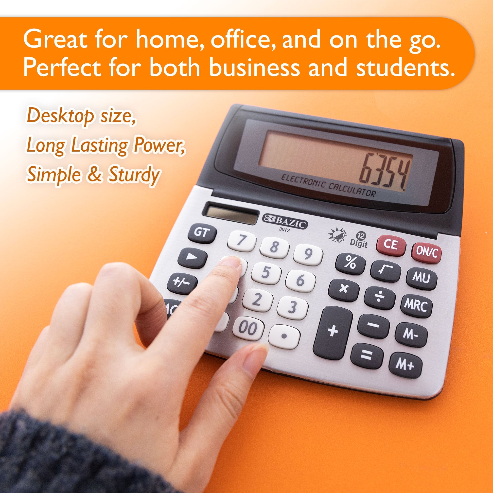 Desktop Calculator 12-Digit Dual Power w/ Adjustable Display
