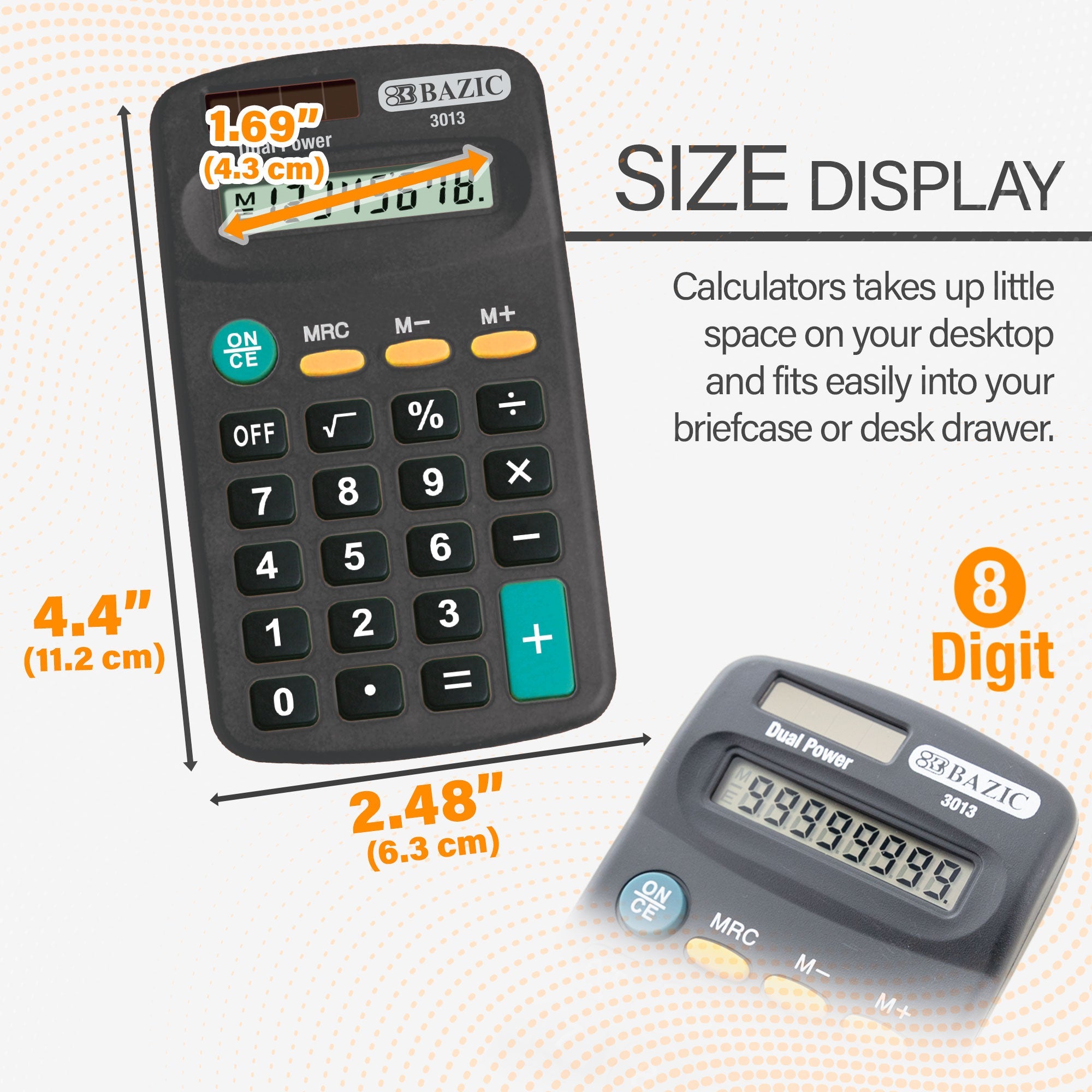 BAZIC 8-Digit Dual Power Pocket Size Calculator - BLACK – BAZIC
