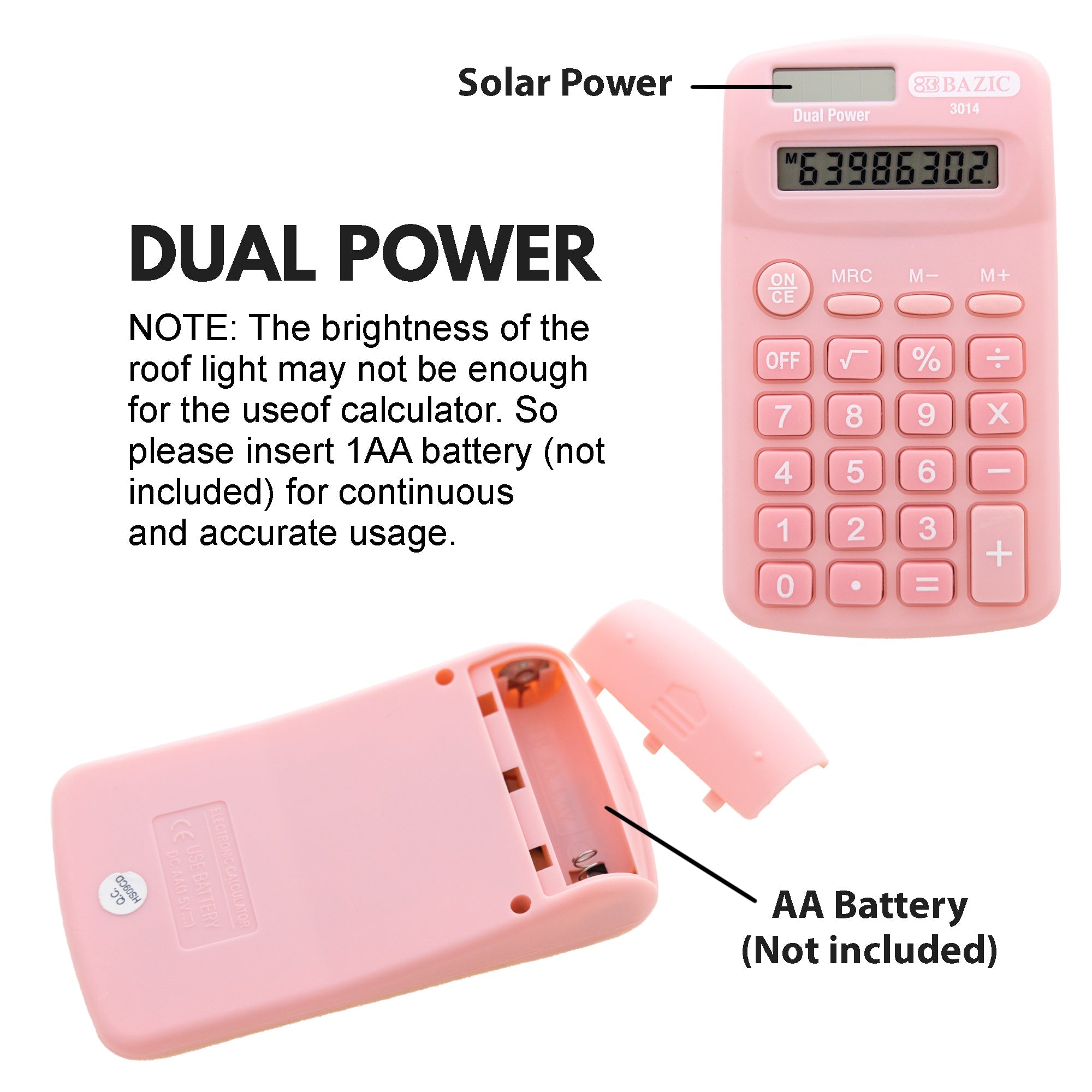 Pocket Size Pastel Calculator 8-Digit Dual Power