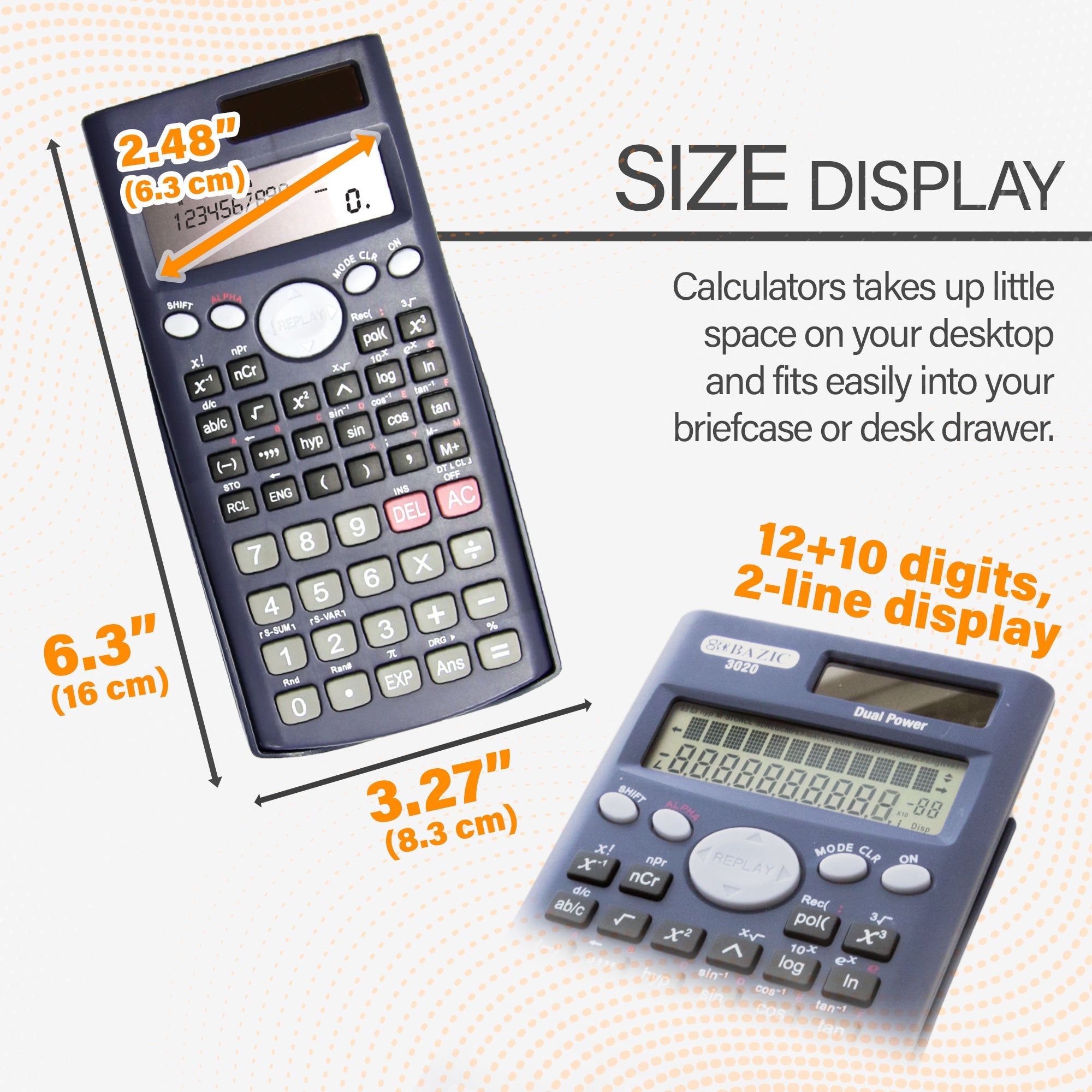 Scientific Calculator 240 Function, Slide-On Case