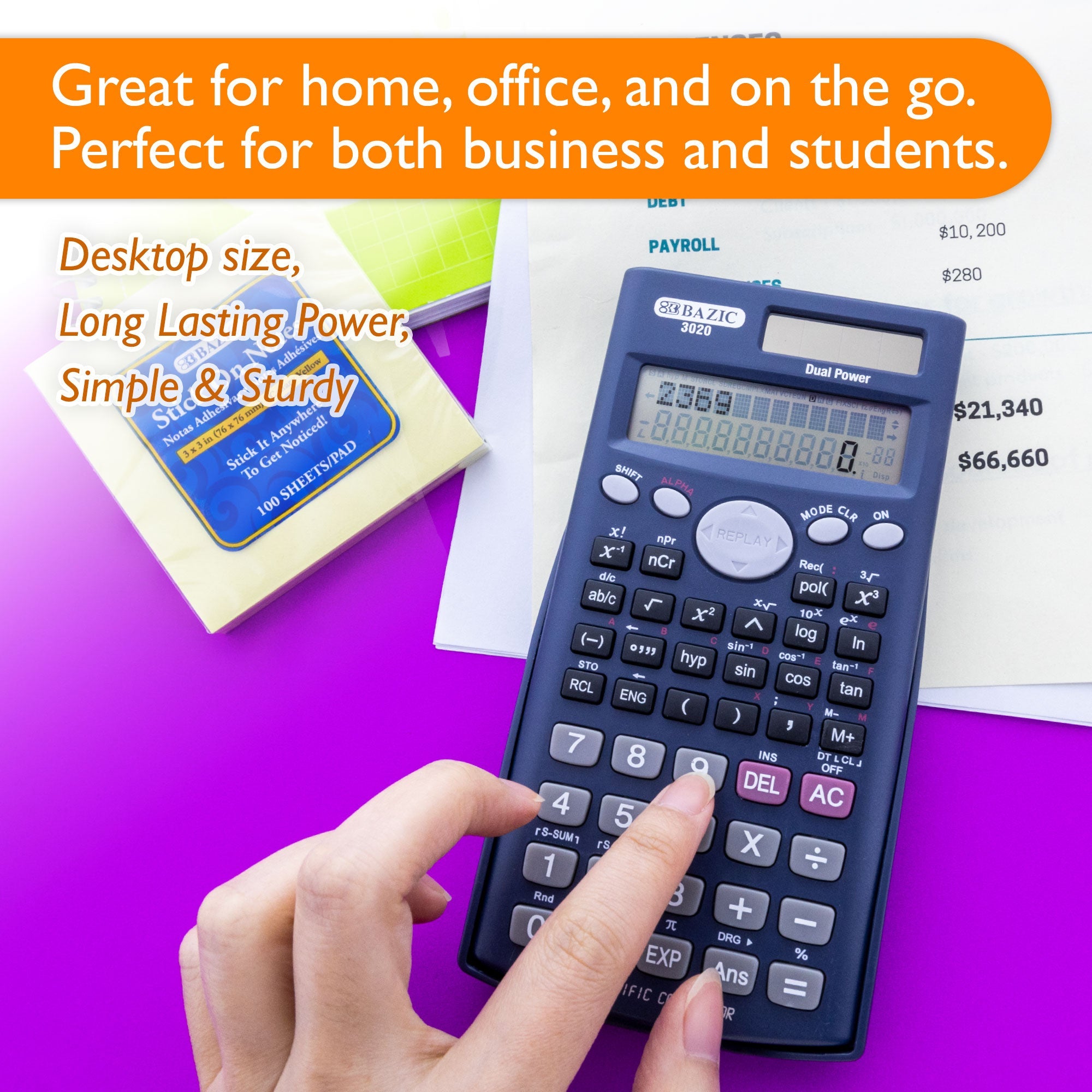 Scientific Calculator 240 Function, Slide-On Case