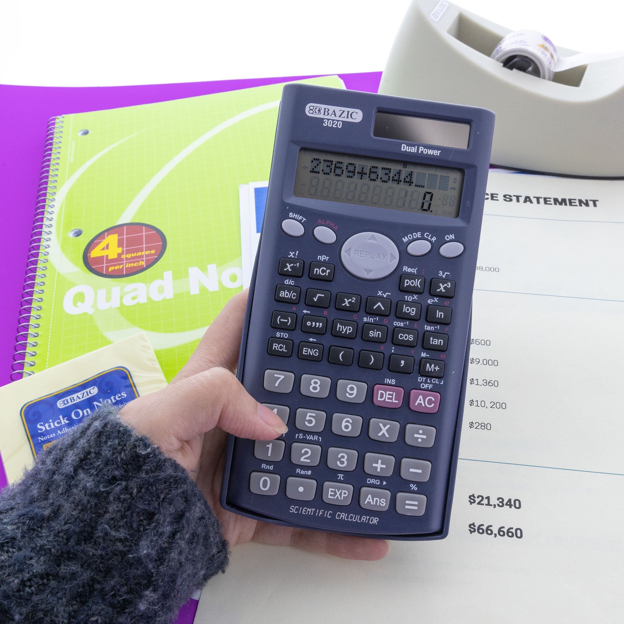 Scientific Calculator 240 Function, Slide-On Case