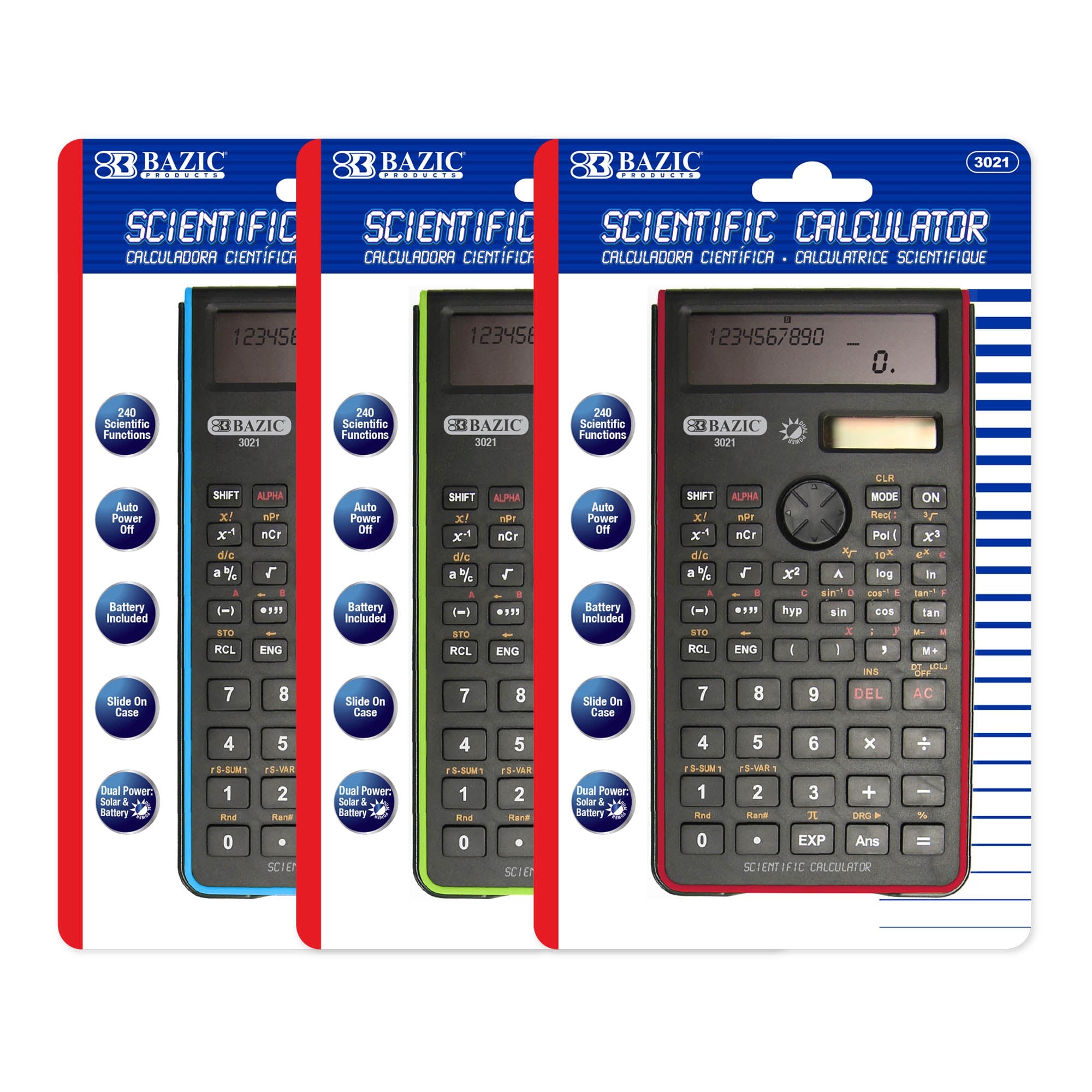 Scientific Calculator 240 Function w/ Slide-On Case