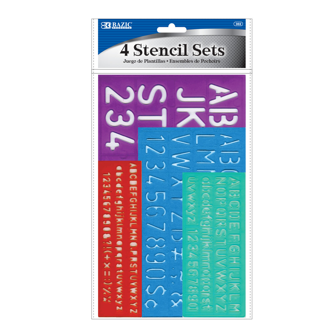 8, 10, 20, 30 mm Size Lettering Stencil Sets (4/Pack)