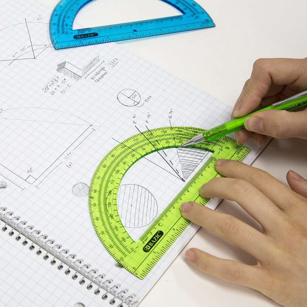 Semicircular 6" Protractor Assorted Color