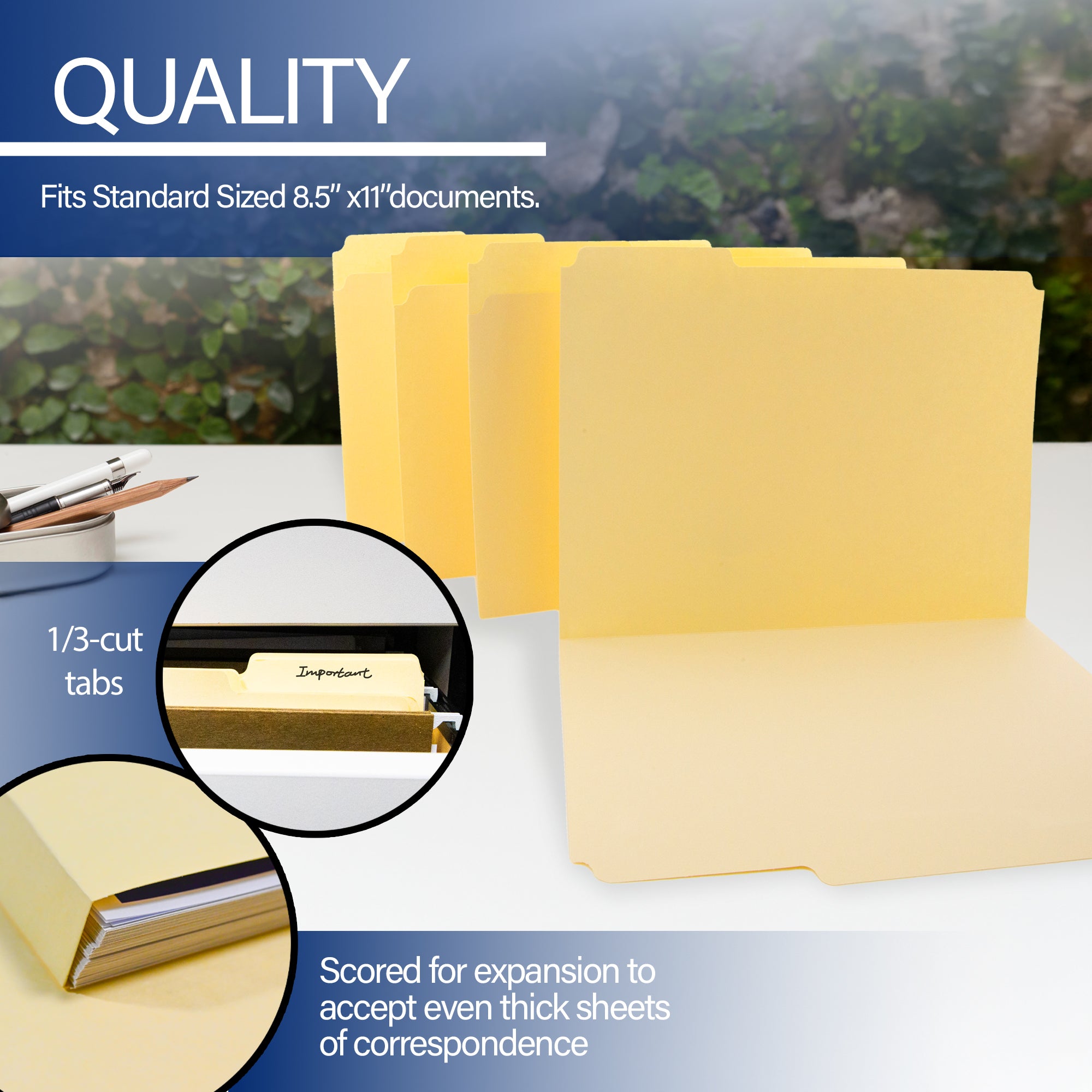 Manila File Folder 1/3 Cut Letter Size (12/Pack)