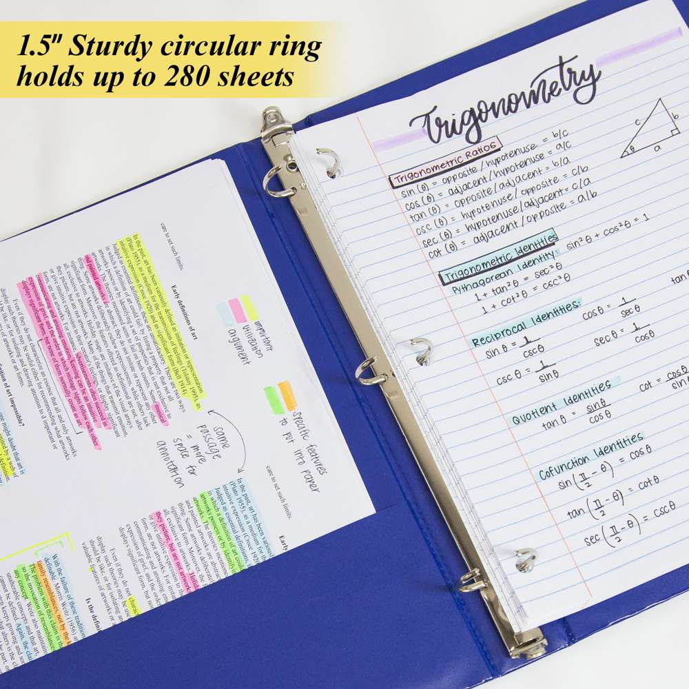 1.5" Assorted Color 3-Ring w/ 2-Pockets