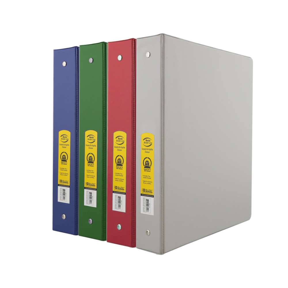 1.5" Assorted Color 3-Ring w/ 2-Pockets