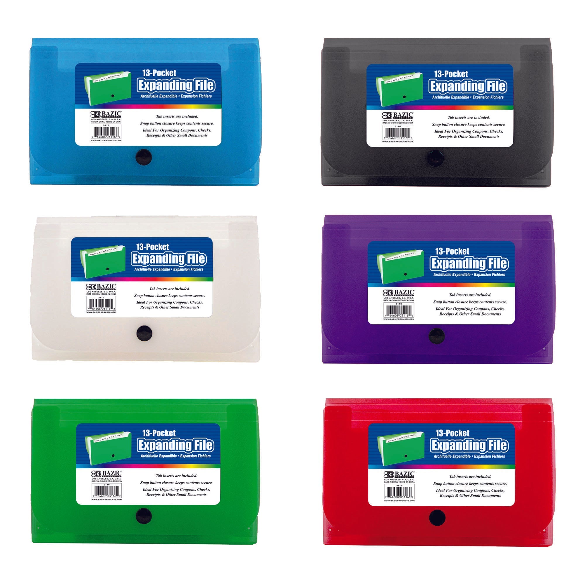 Expanding File Check / Coupon Size 13-Pockets