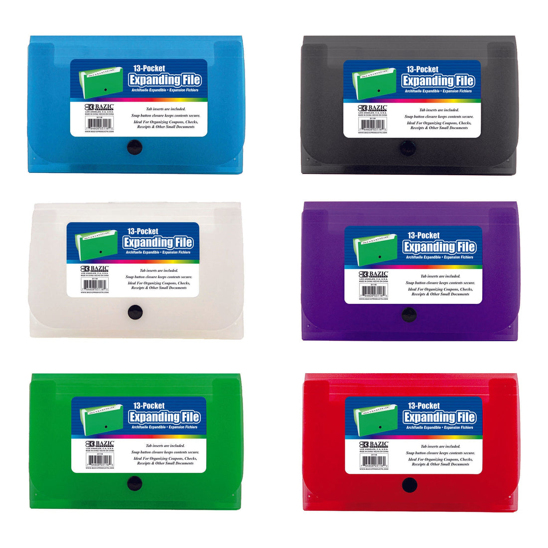 13-Pockets Coupon/Personal Check Size Expanding File