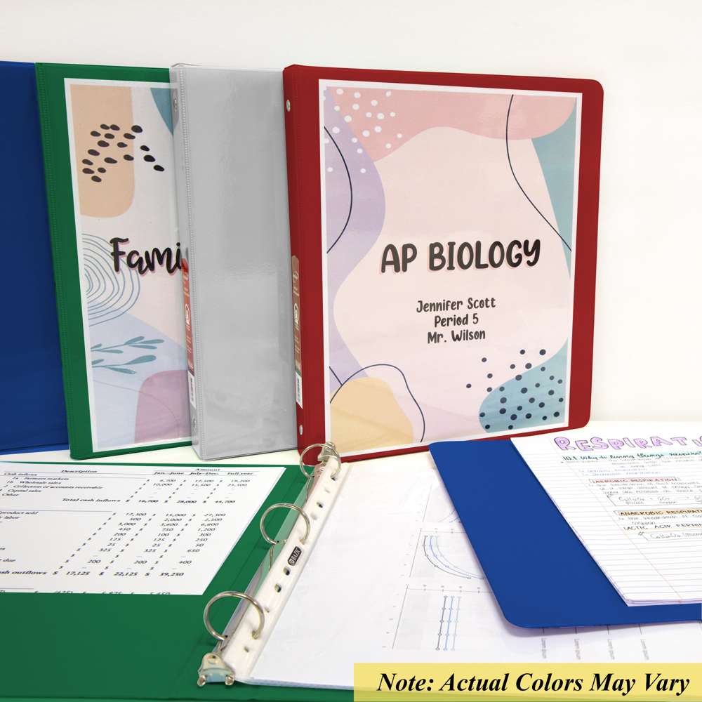 Binder View 1" Assorted Color 3-Ring w/ 2-Pockets