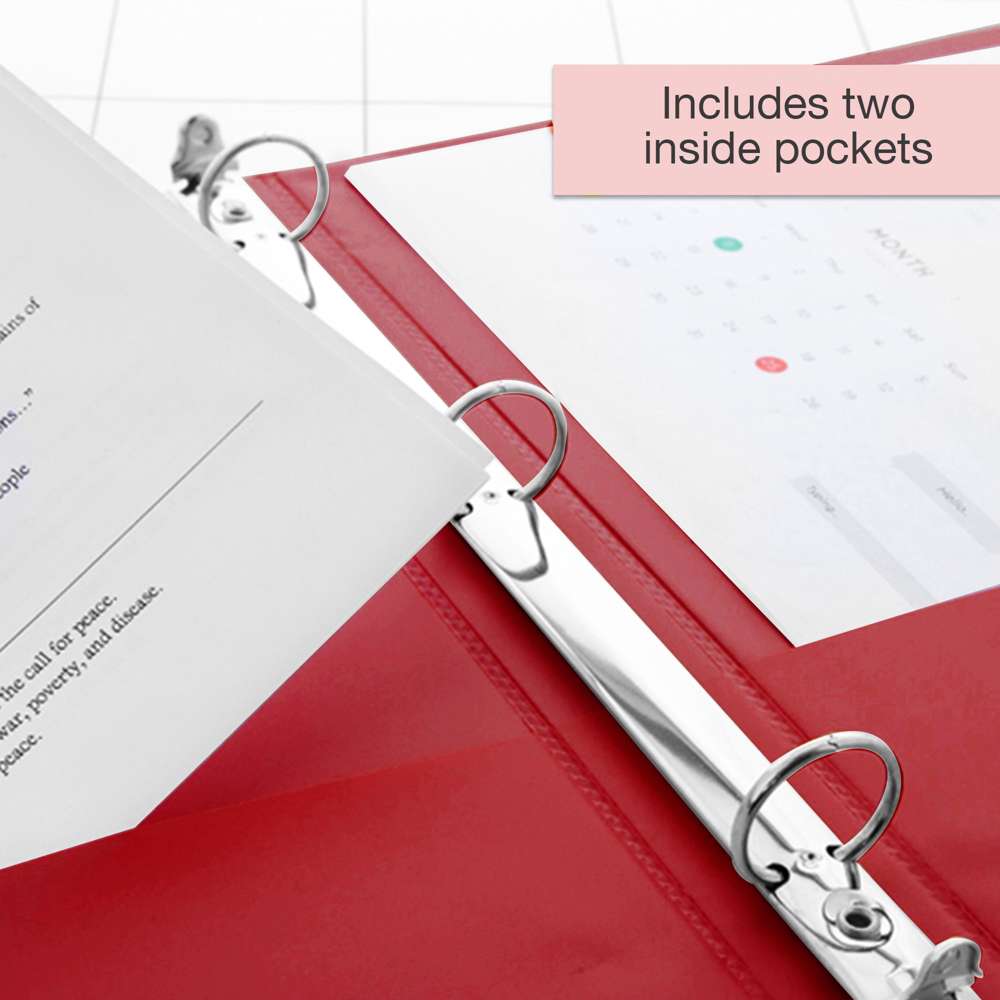 Binder View 1" Assorted Color 3-Ring w/ 2-Pockets