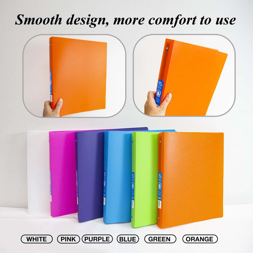 1" Bright Color Poly 3-Ring Binder w/ Pocket