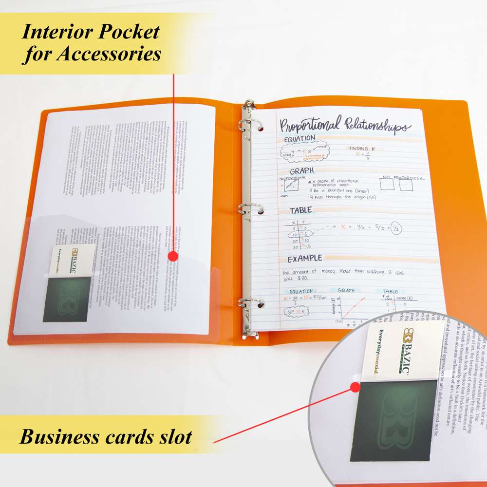 1" Bright Color Poly 3-Ring Binder w/ Pocket