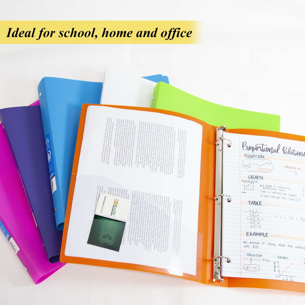 1" Bright Color Poly 3-Ring Binder w/ Pocket