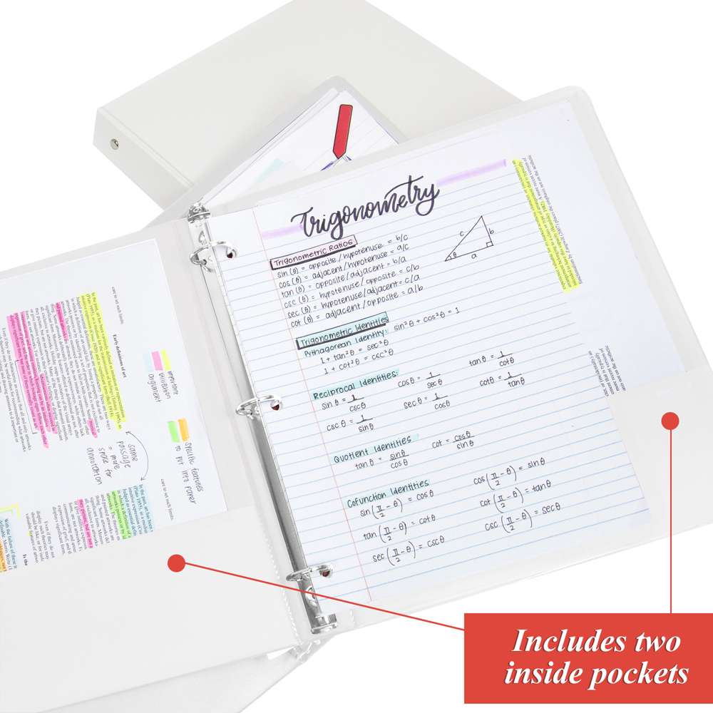 Binder 1" White 3-Ring w/ 2-Pockets
