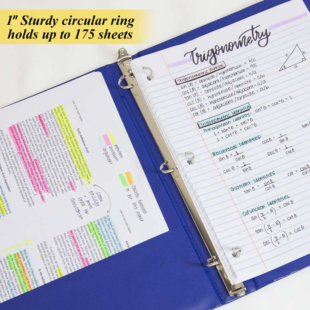 1" Asst. Color 3- Ring Binder w/ 2-Pockets