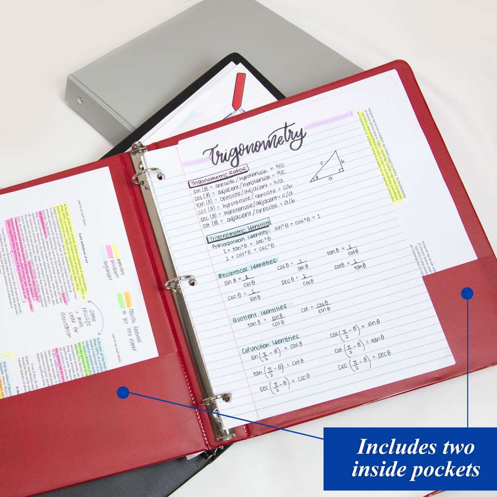 1" Asst. Color 3- Ring Binder w/ 2-Pockets