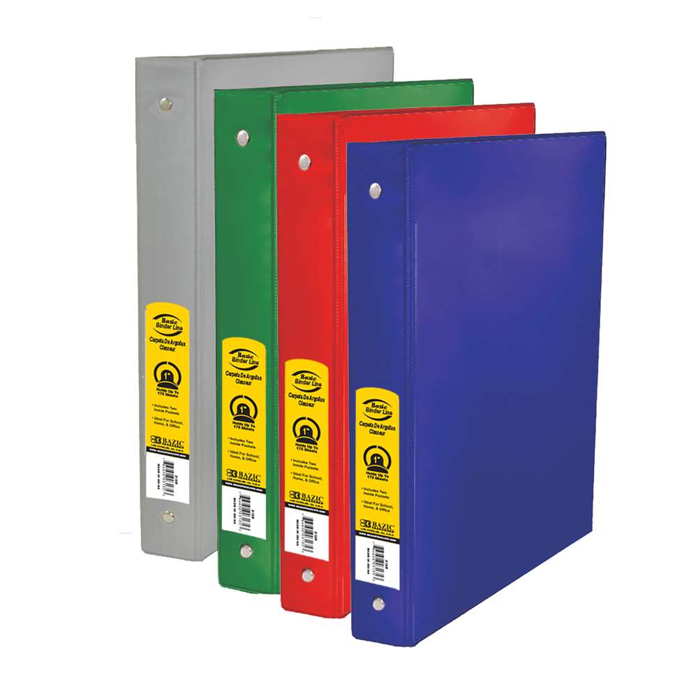 1" Asst. Color 3- Ring Binder w/ 2-Pockets