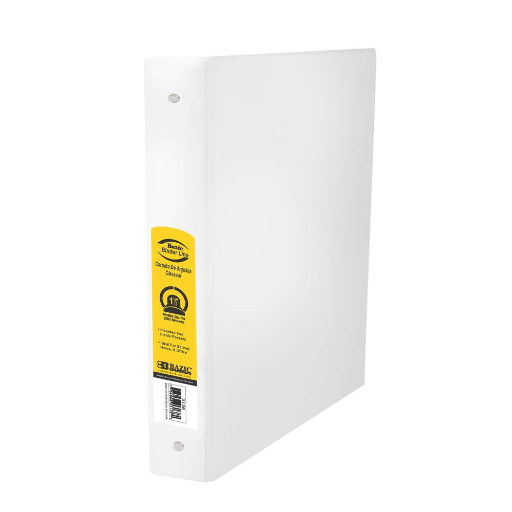 Binder 1.5" White 3-Ring w/ 2-Pockets