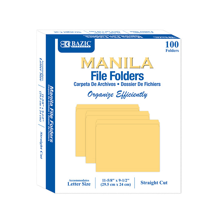 Straight Cut Letter Size Manila File Folder (100/Box)
