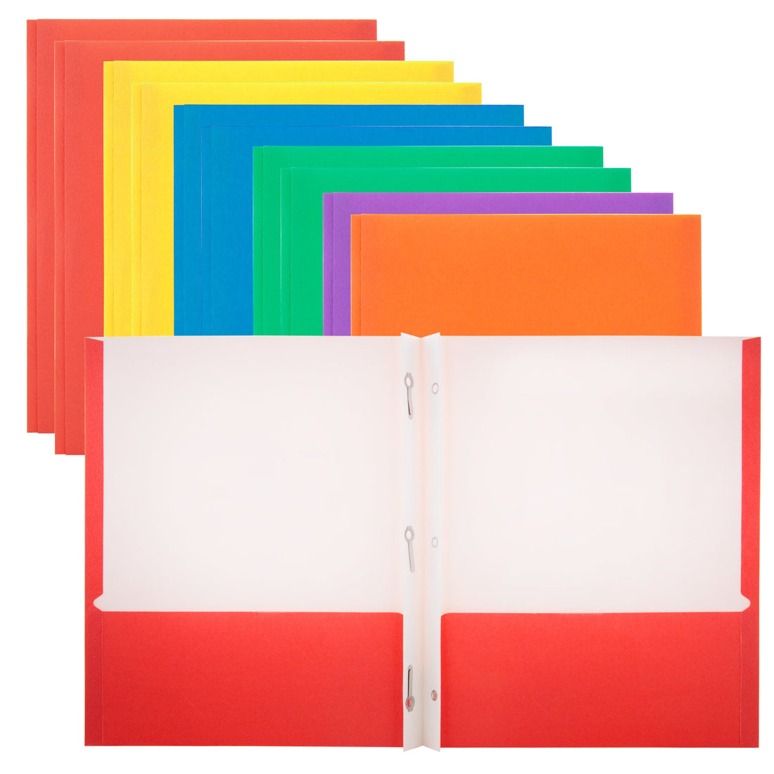 Asst. Color 2-Pocket Portfolios w/ 3-Prong Fastener