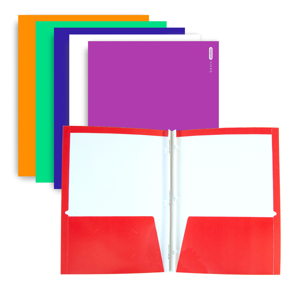 Glossy Laminated 2-Pocket Portfolios w/ 3-Prong Fastener
