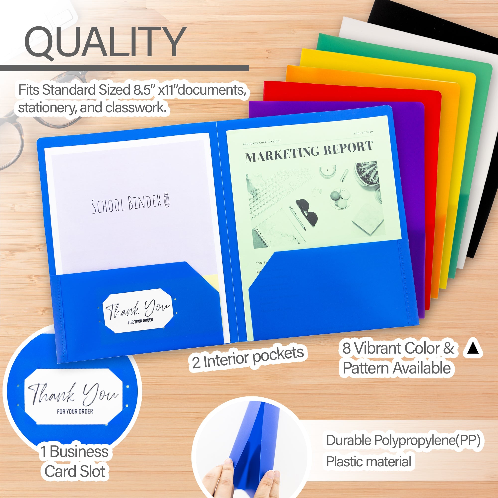 Poly 2-Pockets Portfolio - Solid Color