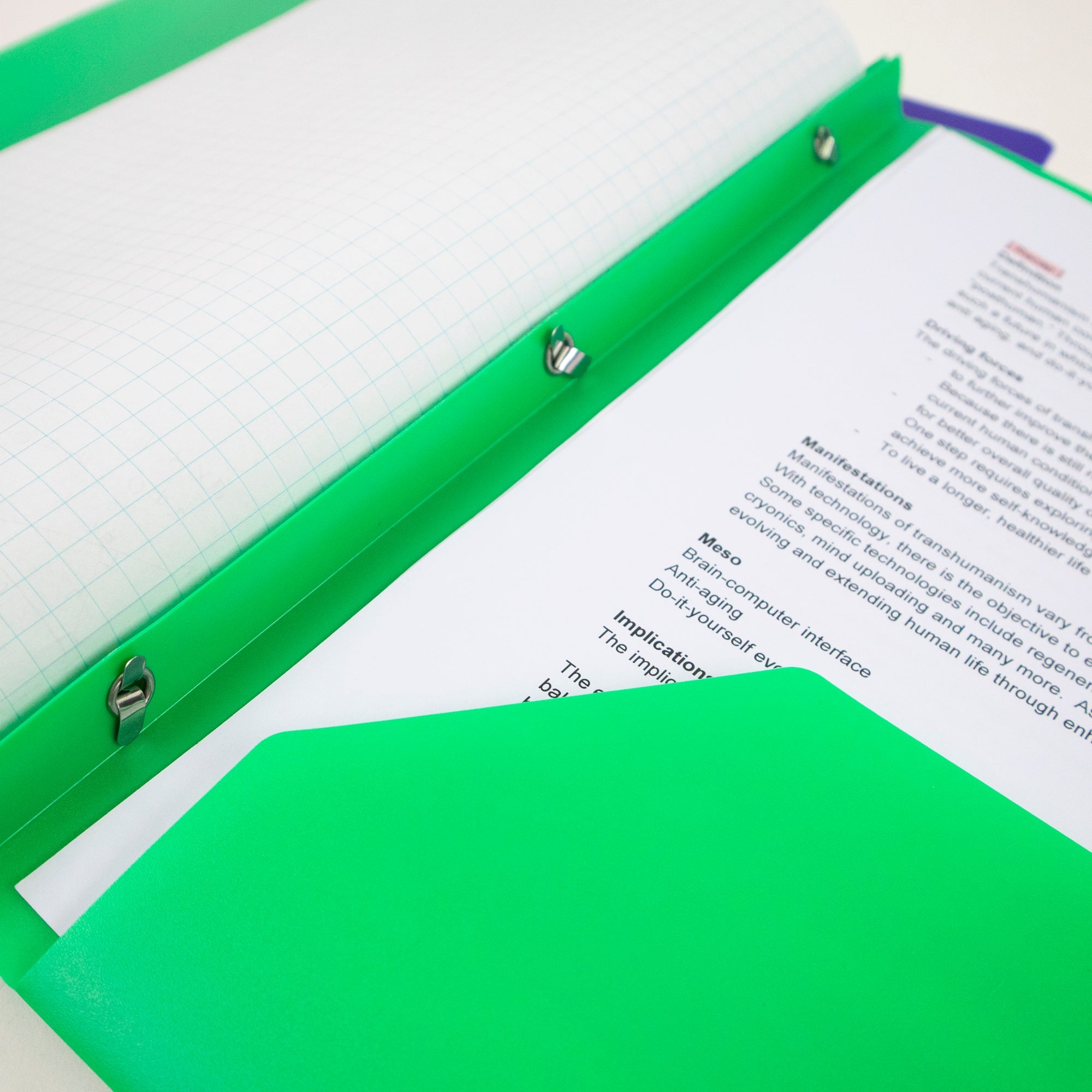 Solid Color 2-Pockets Portfolio - Solid Color w/ 3-Prong Fastener